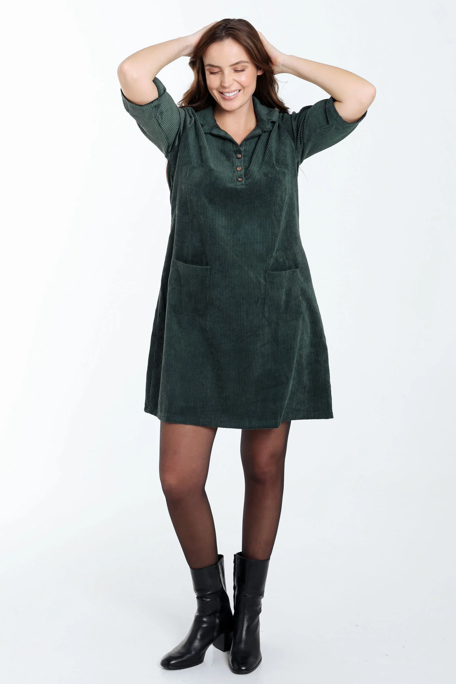 Robe courte unie en velours - Image 40
